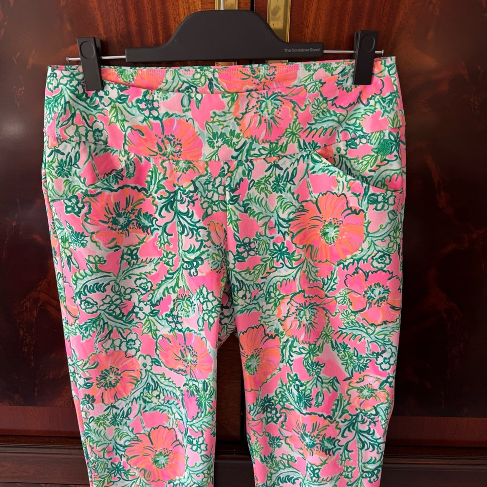 Lilly Pulitzer Luxletic Corso Crop Pant Soleil Pink Perfect Poppy Golf - Picture 4 of 7